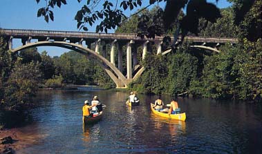 Canoe scene at Twin Bridges on the North Fork of the White River